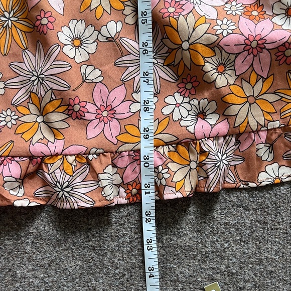 Pink Orange Long Sleeve Lightweight V-Neck Floral Print Smock Dress Women’s XL - Picture 11 of 11